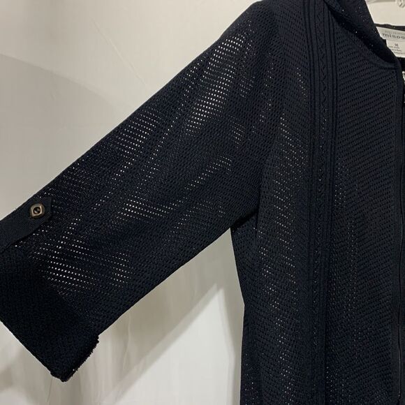 MISOOK Mesh Zip Up Hooded Jacket Tabbed Sleeves Side Vent Shoulder Pads women M - Picture 8 of 15